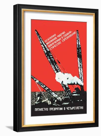 We Will Turn the Five-Year Plan into a Four-Year Plan-Gustav Klutsis-Framed Art Print