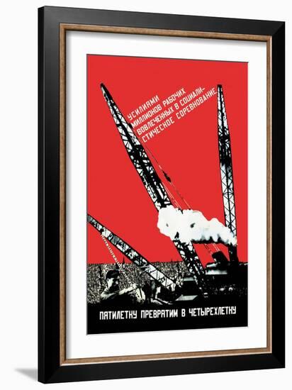 We Will Turn the Five-Year Plan into a Four-Year Plan-Gustav Klutsis-Framed Art Print