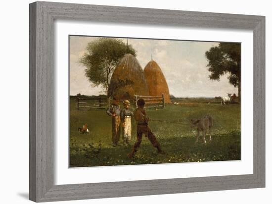 Weaning the Calf, 1875-Winslow Homer-Framed Giclee Print