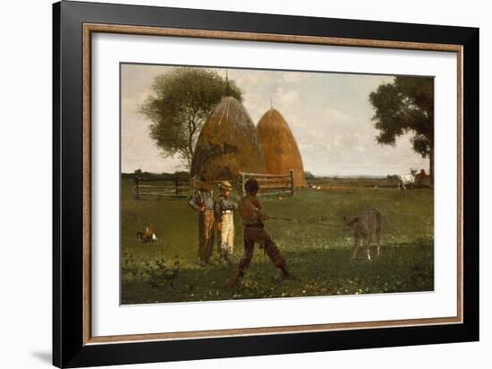 Weaning the Calf, 1875-Winslow Homer-Framed Giclee Print