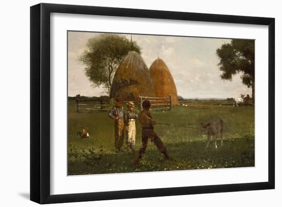 Weaning the Calf, 1875-Winslow Homer-Framed Giclee Print