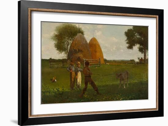 Weaning the Calf, 1875-Winslow Homer-Framed Giclee Print