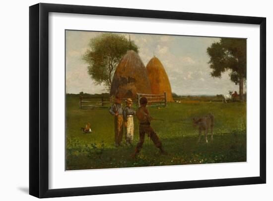 Weaning the Calf, 1875-Winslow Homer-Framed Giclee Print