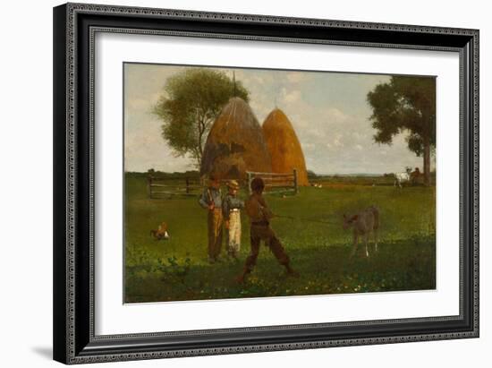 Weaning the Calf, 1875-Winslow Homer-Framed Giclee Print