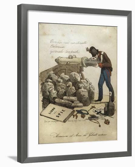 Weapons and Ammunitions of Austrian Ministry, Anti-Austrian Venetian Satire-null-Framed Giclee Print