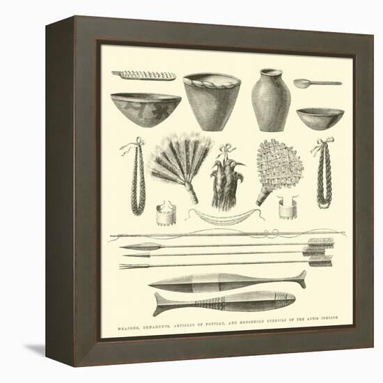 Weapons, Ornaments, Articles of Pottery, and Household Utensils of the Antis Indians-Édouard Riou-Framed Premier Image Canvas