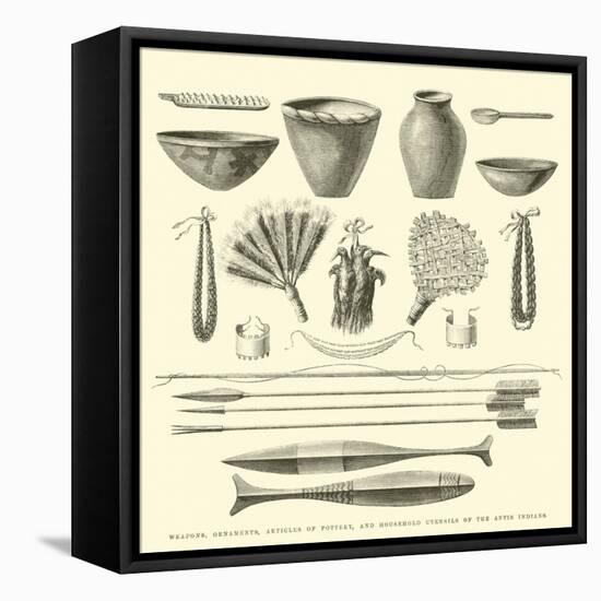 Weapons, Ornaments, Articles of Pottery, and Household Utensils of the Antis Indians-Édouard Riou-Framed Premier Image Canvas