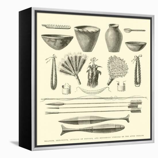 Weapons, Ornaments, Articles of Pottery, and Household Utensils of the Antis Indians-Édouard Riou-Framed Premier Image Canvas