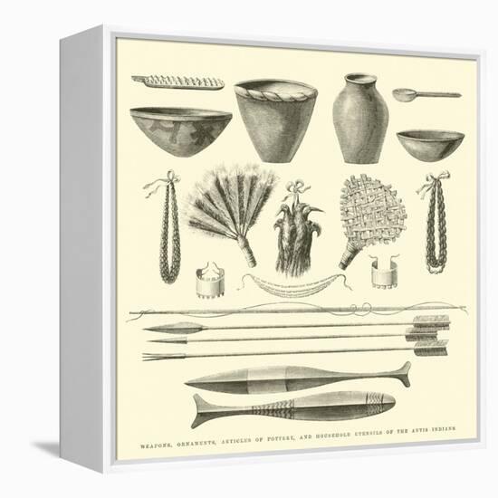 Weapons, Ornaments, Articles of Pottery, and Household Utensils of the Antis Indians-Édouard Riou-Framed Premier Image Canvas