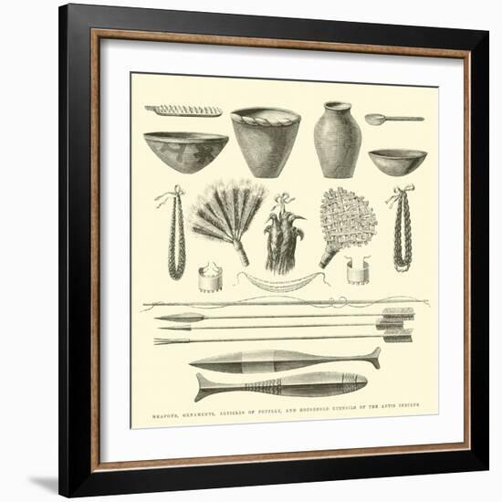 Weapons, Ornaments, Articles of Pottery, and Household Utensils of the Antis Indians-Édouard Riou-Framed Giclee Print