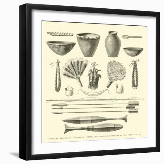 Weapons, Ornaments, Articles of Pottery, and Household Utensils of the Antis Indians-Édouard Riou-Framed Giclee Print