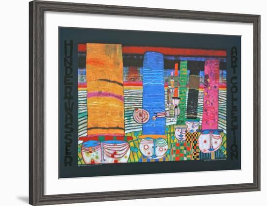 WEARING HATS - CHAPEAUX QUI PORTENT , 1982-Friedensreich Hundertwasser-Framed Art Print