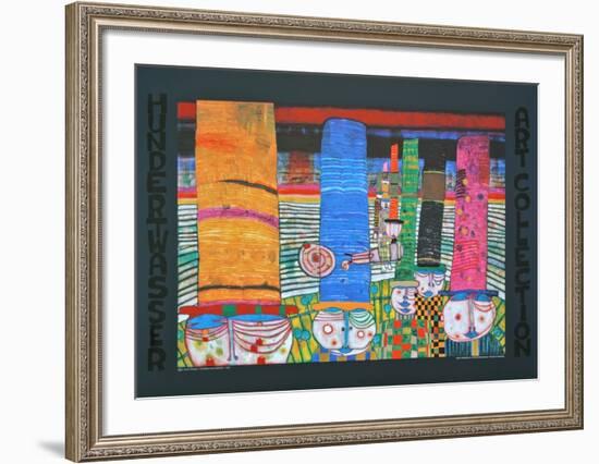 WEARING HATS - CHAPEAUX QUI PORTENT , 1982-Friedensreich Hundertwasser-Framed Art Print