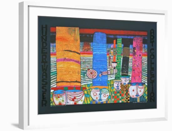 WEARING HATS - CHAPEAUX QUI PORTENT , 1982-Friedensreich Hundertwasser-Framed Art Print