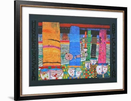 WEARING HATS - CHAPEAUX QUI PORTENT , 1982-Friedensreich Hundertwasser-Framed Art Print