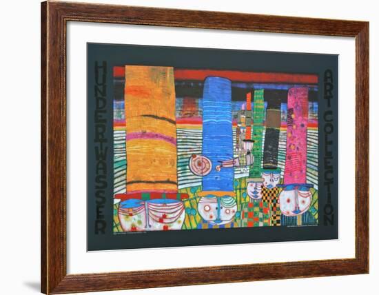 WEARING HATS - CHAPEAUX QUI PORTENT , 1982-Friedensreich Hundertwasser-Framed Art Print