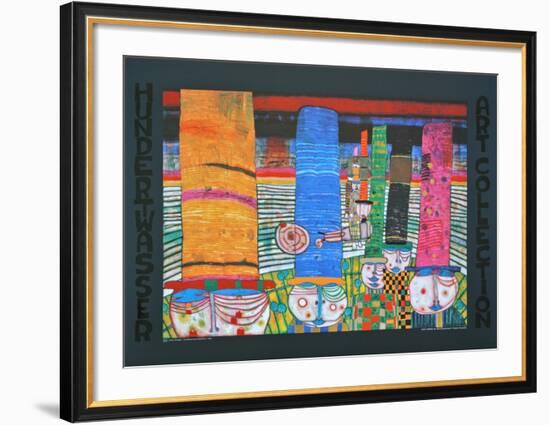 WEARING HATS - CHAPEAUX QUI PORTENT , 1982-Friedensreich Hundertwasser-Framed Art Print