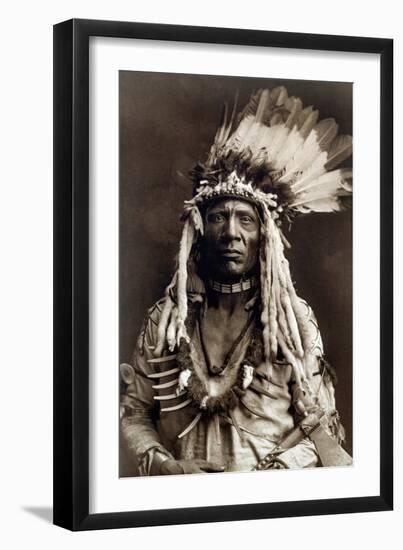Weasel Tail (Apohsuyis). Portrait of Indian Chief of the Piegan Tribe, 20Th Century (B/W Photo)-Edward Sheriff Curtis-Framed Giclee Print