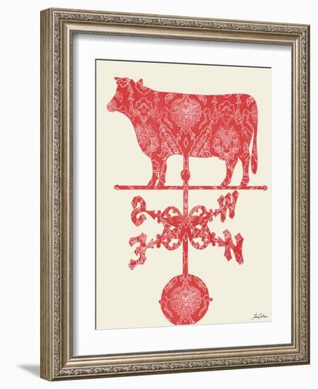 Weather Vane Cow-Tina Carlson-Framed Art Print