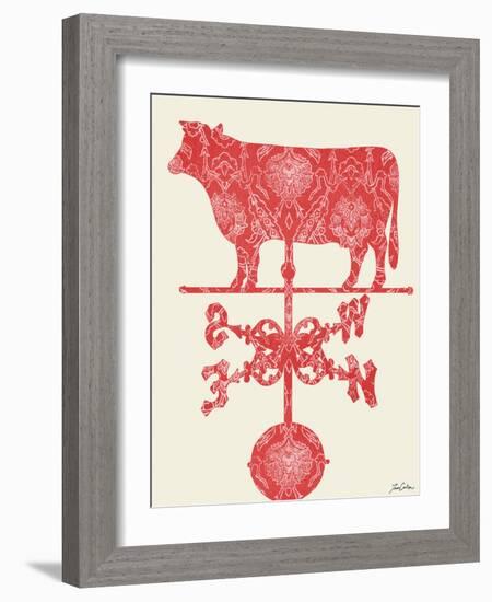 Weather Vane Cow-Tina Carlson-Framed Art Print