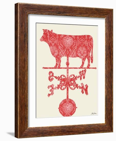 Weather Vane Cow-Tina Carlson-Framed Art Print