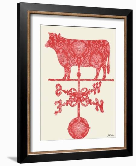 Weather Vane Cow-Tina Carlson-Framed Art Print