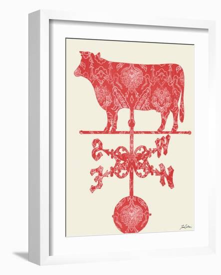 Weather Vane Cow-Tina Carlson-Framed Art Print