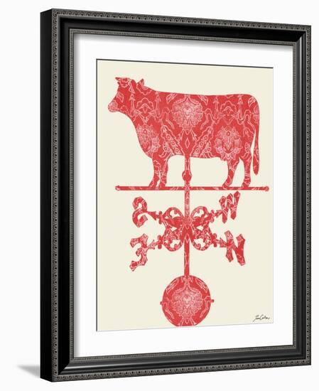 Weather Vane Cow-Tina Carlson-Framed Art Print