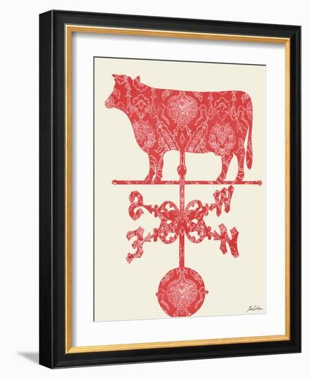 Weather Vane Cow-Tina Carlson-Framed Art Print