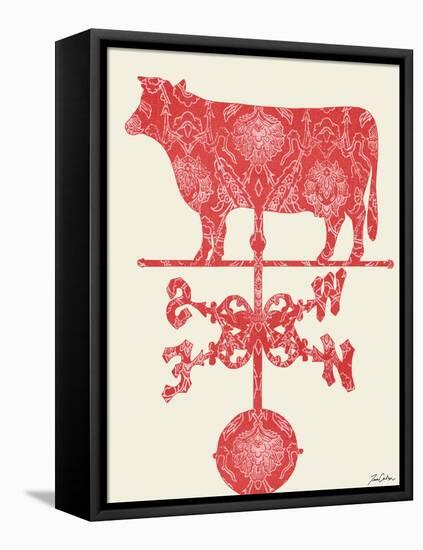 Weather Vane Cow-Tina Carlson-Framed Stretched Canvas