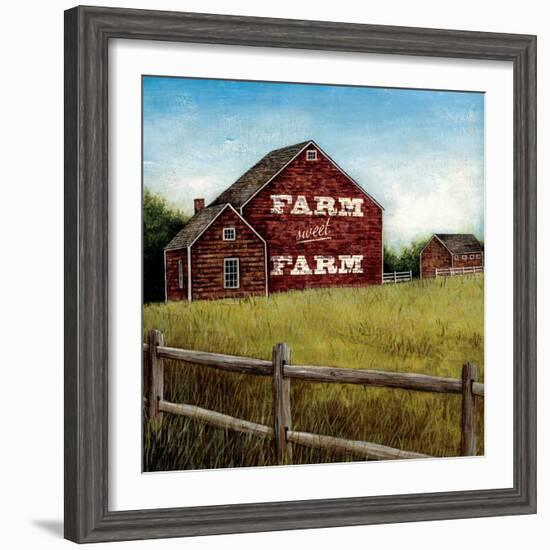 Weathered Barns Red with Words-David Cater Brown-Framed Art Print