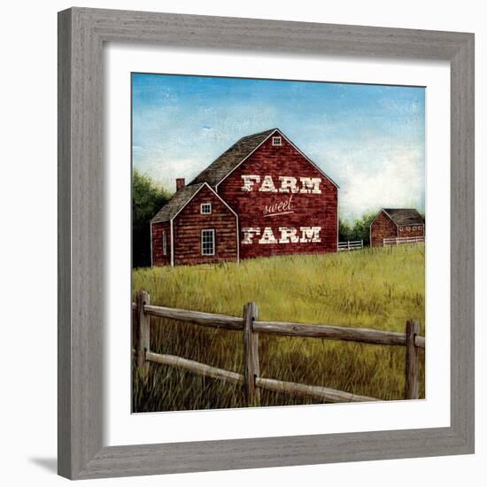 Weathered Barns Red with Words-David Cater Brown-Framed Art Print