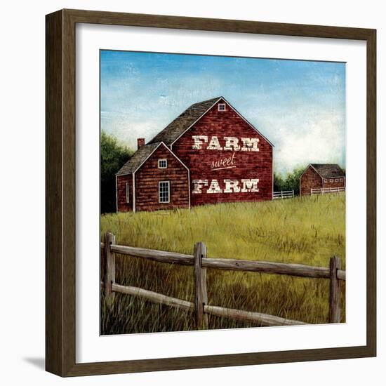 Weathered Barns Red with Words-David Cater Brown-Framed Art Print