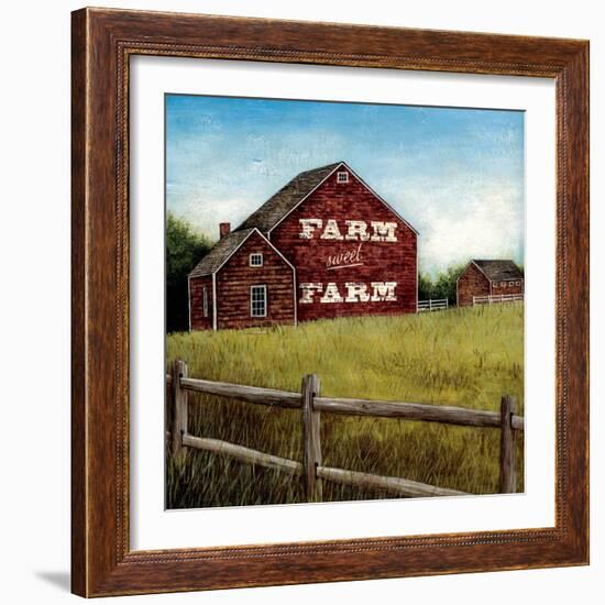 Weathered Barns Red with Words-David Cater Brown-Framed Art Print