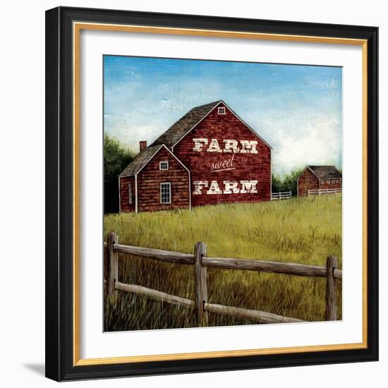 Weathered Barns Red with Words-David Cater Brown-Framed Art Print