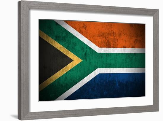 Weathered Flag Of South Africa, Fabric Textured-Gilmanshin-Framed Premium Giclee Print