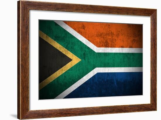 Weathered Flag Of South Africa, Fabric Textured-Gilmanshin-Framed Premium Giclee Print