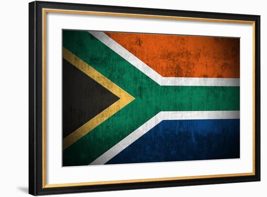 Weathered Flag Of South Africa, Fabric Textured-Gilmanshin-Framed Premium Giclee Print