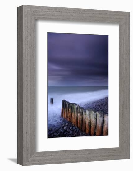 Weathered groyne, Exmoor National Park, Somerset, UK-Ross Hoddinott-Framed Photographic Print