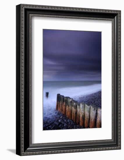 Weathered groyne, Exmoor National Park, Somerset, UK-Ross Hoddinott-Framed Photographic Print