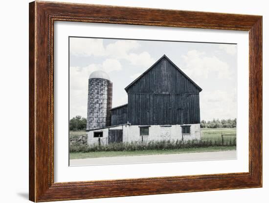 Weathered III Navy Wood-Elizabeth Urquhart-Framed Art Print