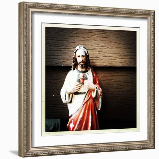 Weathered Statue of Jesus-pablo guzman-Framed Photographic Print