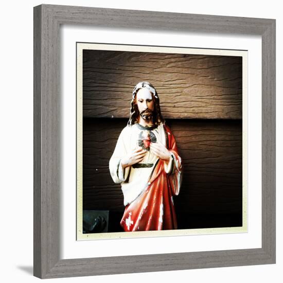 Weathered Statue of Jesus-pablo guzman-Framed Photographic Print