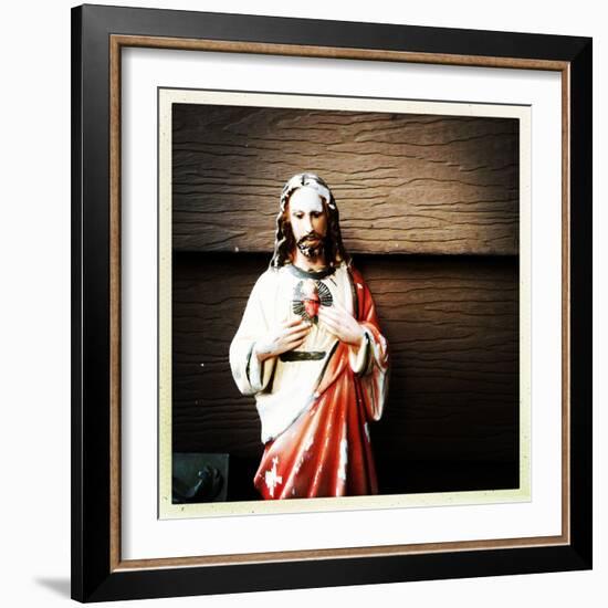 Weathered Statue of Jesus-pablo guzman-Framed Photographic Print