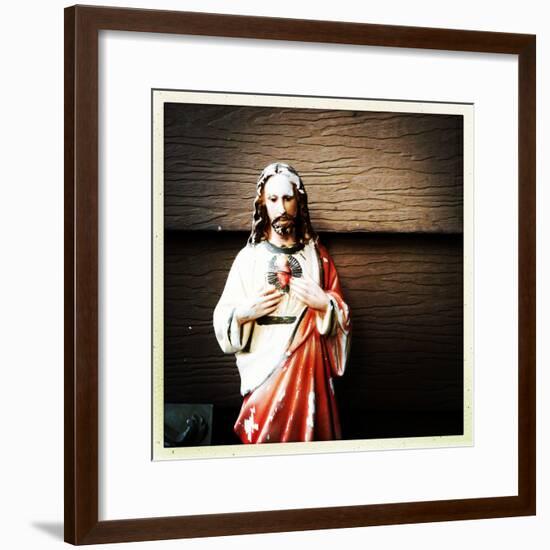 Weathered Statue of Jesus-pablo guzman-Framed Photographic Print