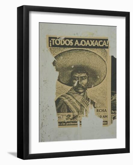 Weathered Street Poster Depicting Pancho Villa, Oaxaca, Mexico-Judith Haden-Framed Photographic Print