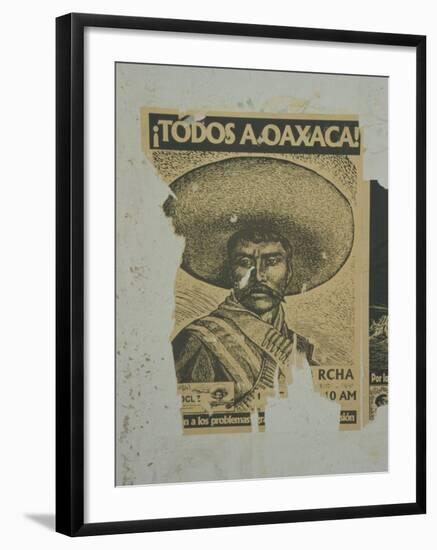 Weathered Street Poster Depicting Pancho Villa, Oaxaca, Mexico-Judith Haden-Framed Photographic Print