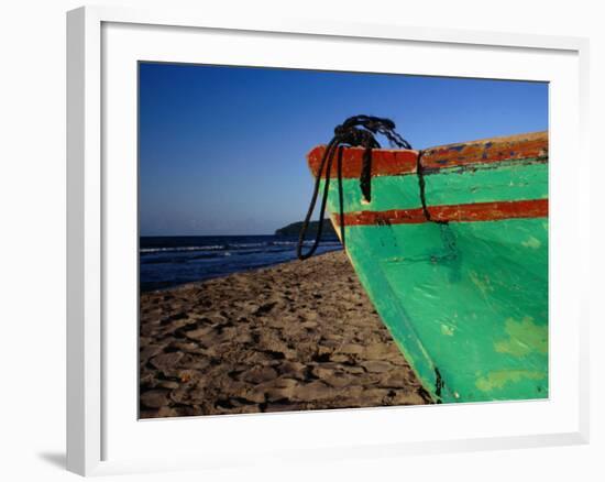 Weathered Wooden Boat Prow on Beach, Tela, Atlantida, Honduras-Jeffrey Becom-Framed Photographic Print