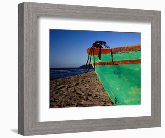 Weathered Wooden Boat Prow on Beach, Tela, Atlantida, Honduras-Jeffrey Becom-Framed Photographic Print