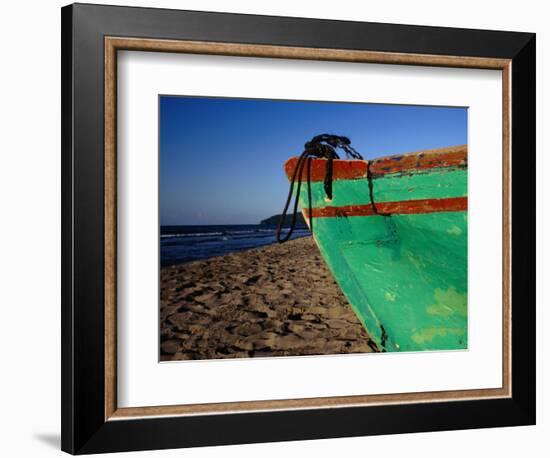 Weathered Wooden Boat Prow on Beach, Tela, Atlantida, Honduras-Jeffrey Becom-Framed Photographic Print